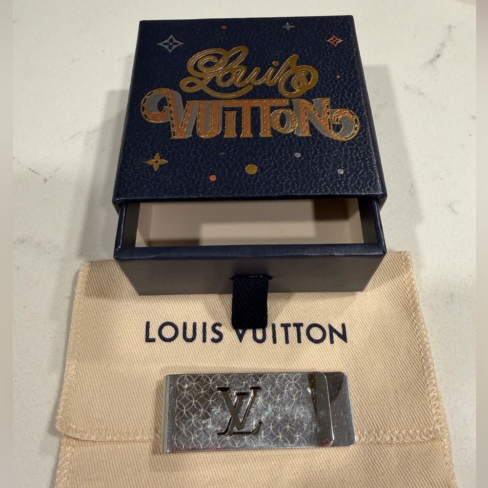 Louis Vuitton LV Silver Tone Money Clip